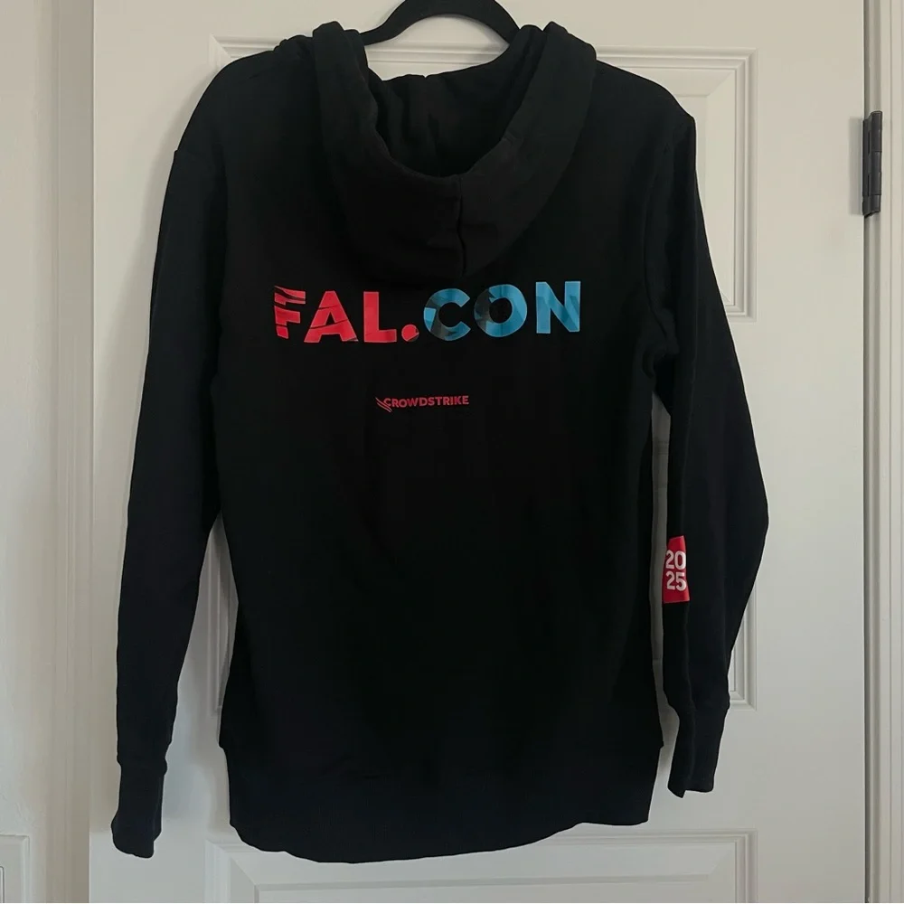 Crowdstrike Falcon 2025 Black Full Zip Hoodie with Red Trim